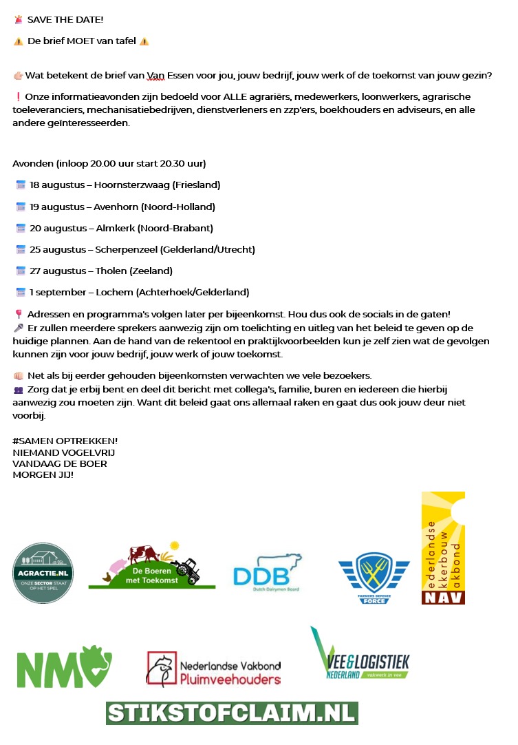 Oankundiging ynformaasjejûn Stikstofclaim op 18 augustus yn Hoornsterzwaag