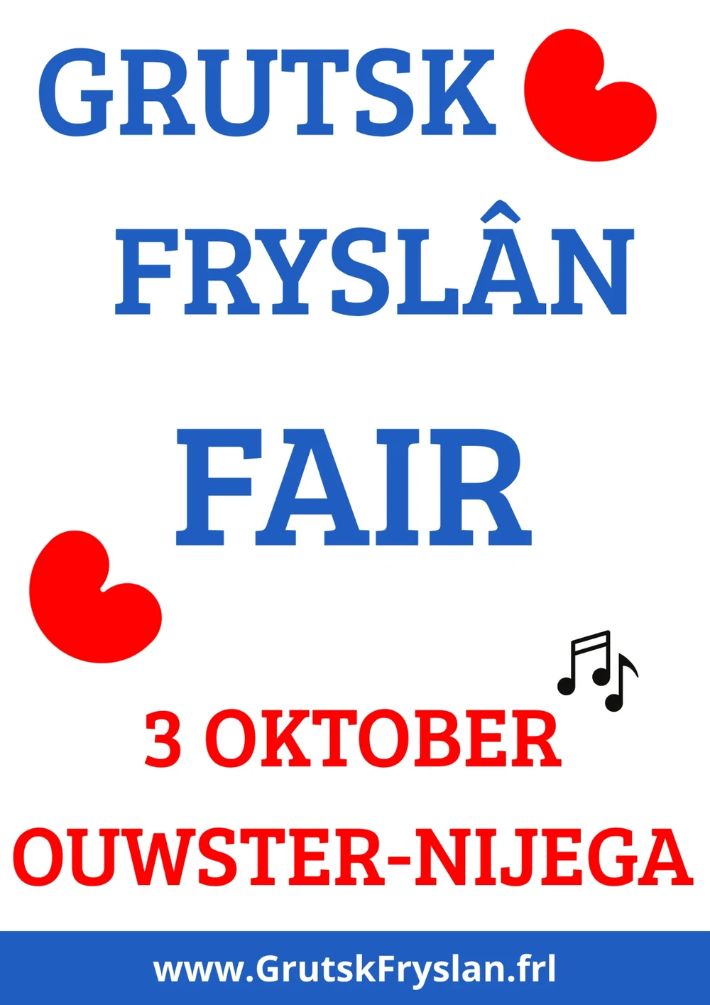 Poster Grutsk Fryslân Fair — 3 oktober 2026, Ouwster-Nijega